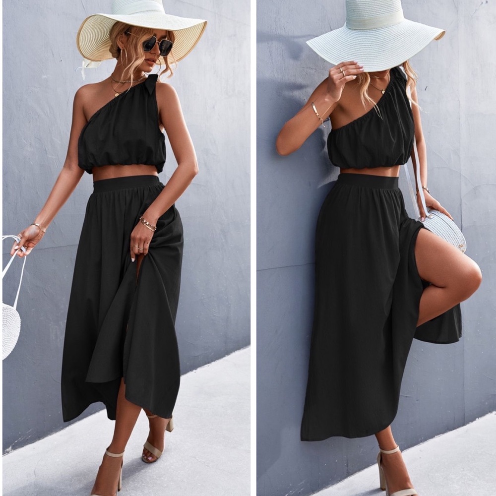NFS One-Shoulder Sleeveless Cropped Top and Maxi Skirt Set - Picture 3 of 3